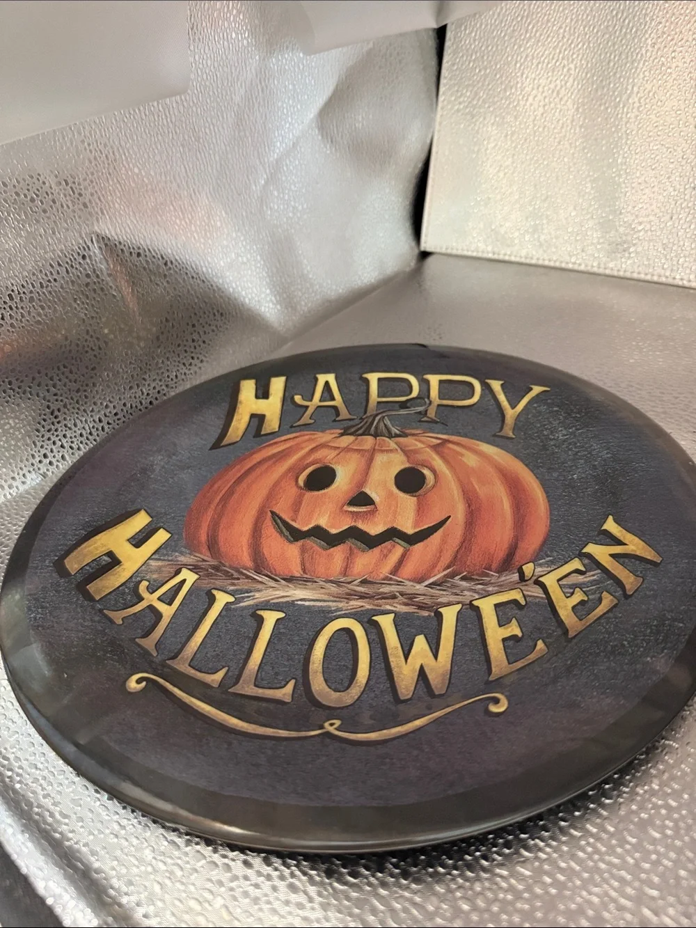 Happy Halloween Pumpkin Decorative Serving Platter - Orange
